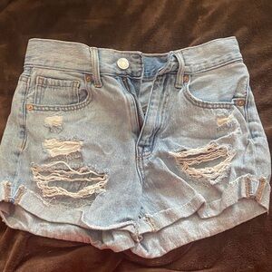 Aeropostale Light Blue Distressed Jean Shorts 0